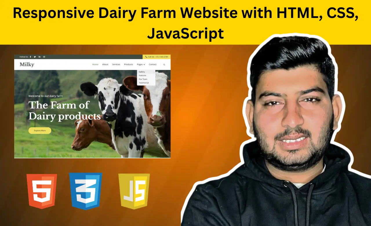 Responsive Dairy Farm Website with HTML, CSS, JavaScript